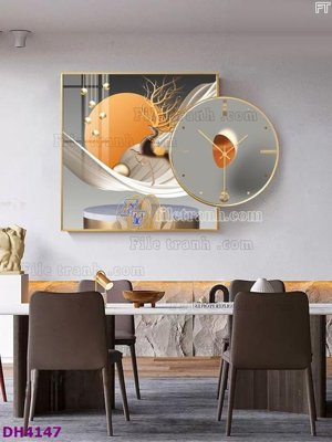 Ảnh mô tả file gốc in mica File tranh đồng hồ tráng gương kiểu mới DH4147