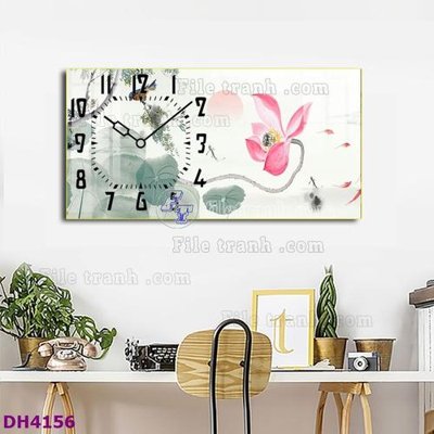 File ảnh gốc File tranh đồng hồ tráng gương hươu nai hiện đại FDH4156 (chuyên in mica)