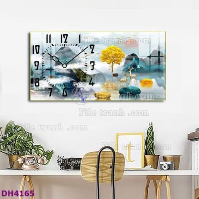 File ảnh File tranh đồng hồ tráng gương hươu nai hiện đại FDH4165 (gốc) in quảng cáo ngoài trời