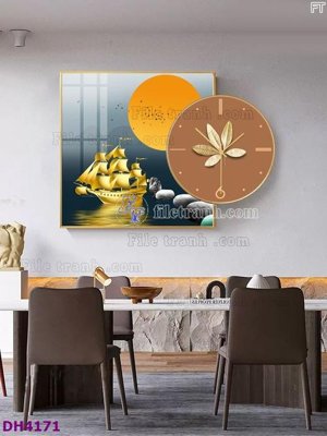 Download file gốc File tranh đồng hồ tráng gương kiểu mới DH4171 (in mica) trong suốt