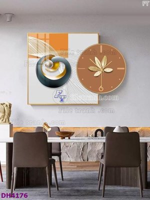 File gốc File tranh đồng hồ tráng gương kiểu mới DH4176 (AI/EPS) cho in ấn