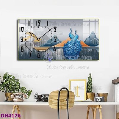 File tranh File tranh đồng hồ tráng gương hươu nai hiện đại FDH4176 (bản gốc) treo tường