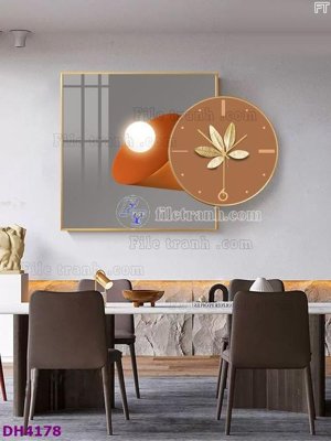 File tranh File tranh đồng hồ tráng gương kiểu mới DH4178 (bản gốc) in lụa 3D