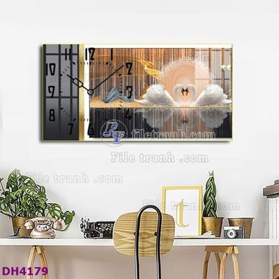 Tải xuống file tranh gốc File tranh đồng hồ tráng gương hươu nai hiện đại FDH4179 (PSD/TIFF)