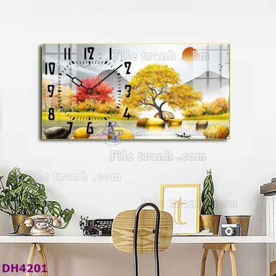 File in ấn cao cấp File tranh đồng hồ tráng gương hươu nai hiện đại FDH4201 (file gốc)