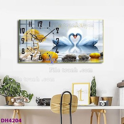 Tải file tranh File tranh đồng hồ tráng gương hươu nai hiện đại FDH4204 (gốc) tại Filetranh.com