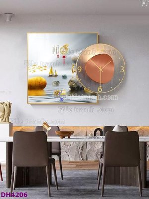 File gốc File tranh đồng hồ tráng gương kiểu mới DH4206 (ảnh chi tiết) để in lụa