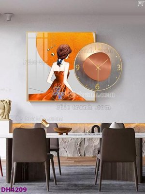 File ảnh File tranh đồng hồ tráng gương kiểu mới DH4209 (gốc) in Hiflex