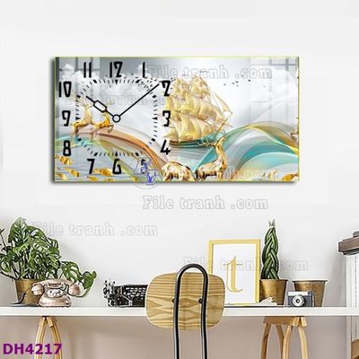 Download file tranh File tranh đồng hồ tráng gương hươu nai hiện đại FDH4217 (file gốc PSD)