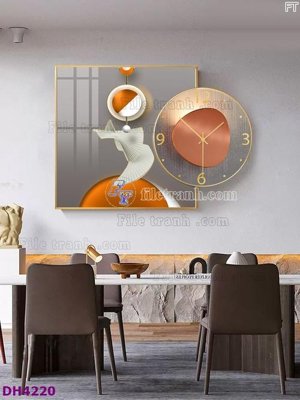 Ảnh gốc File tranh đồng hồ tráng gương kiểu mới DH4220 (nét căng) in mica