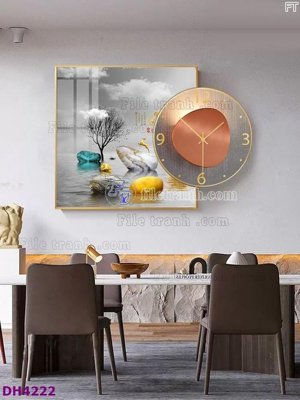 File in ấn File tranh đồng hồ tráng gương kiểu mới DH4222 (bản gốc) cao cấp