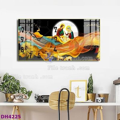 File gốc File tranh đồng hồ tráng gương hươu nai hiện đại FDH4225 (PSD/TIFF) độ phân giải cao