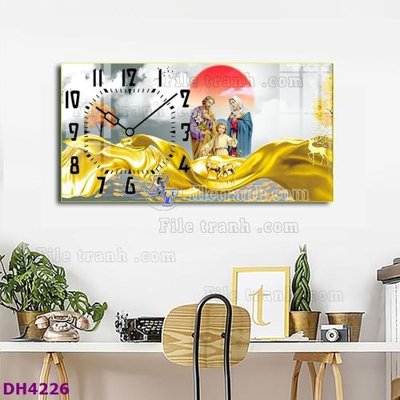 Tải file gốc in lụa File tranh đồng hồ tráng gương hươu nai hiện đại FDH4226 siêu nét