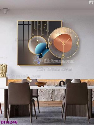 File gốc File tranh đồng hồ tráng gương kiểu mới DH4246 (in lụa) họa tiết 3D