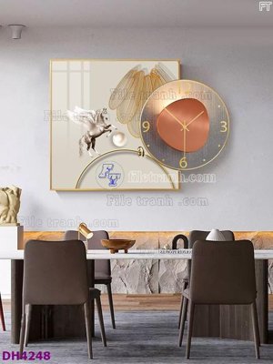 File ảnh File tranh đồng hồ tráng gương kiểu mới DH4248 (gốc) in Hiflex