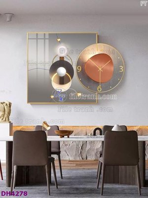 File tranh File tranh đồng hồ tráng gương kiểu mới DH4278 (file gốc) chuẩn màu in