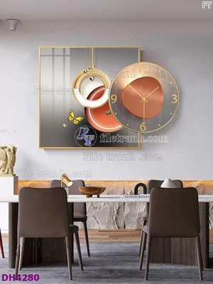 Hình ảnh file gốc in lụa File tranh đồng hồ tráng gương kiểu mới DH4280