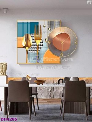 File tranh File tranh đồng hồ tráng gương kiểu mới DH4285 (bản gốc) in canvas