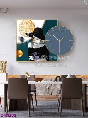 Tải file PSD File tranh đồng hồ tráng gương kiểu mới DH4301 (nguyên layer) để in