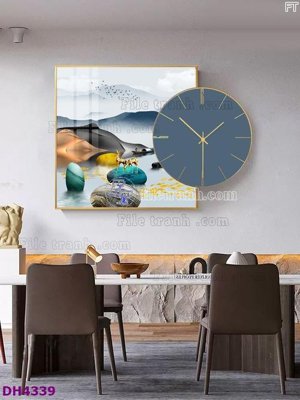 File tranh File tranh đồng hồ tráng gương kiểu mới DH4339 (bản gốc) trang trí văn phòng