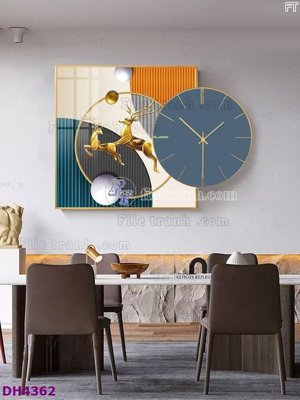 File tranh File tranh đồng hồ tráng gương kiểu mới DH4362 (bản gốc) in lụa 5D