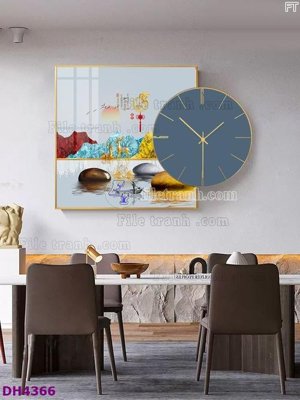File gốc File tranh đồng hồ tráng gương kiểu mới DH4366 (trang trí) cho phòng khách
