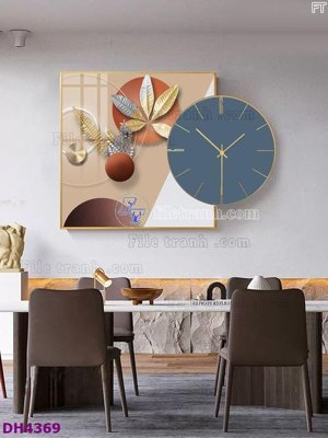 File gốc File tranh đồng hồ tráng gương kiểu mới DH4369 (in lụa) tranh phong thủy