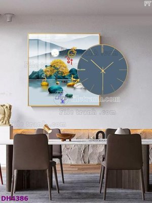 File PSD File tranh đồng hồ tráng gương kiểu mới DH4386 (bản gốc) dễ dàng edit