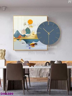 File gốc File tranh đồng hồ tráng gương kiểu mới DH4389 (in tráng gương) hiện đại