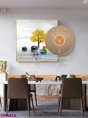 File ảnh File tranh đồng hồ tráng gương kiểu mới DH4416 (gốc) in backdrop sự kiện
