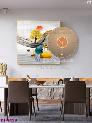 Tải file gốc File tranh đồng hồ tráng gương kiểu mới DH4418 (bản PSD) chỉnh sửa được