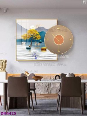 File gốc File tranh đồng hồ tráng gương kiểu mới DH4425 (in 3D) cho trang trí