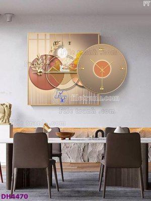 File in trần File tranh đồng hồ tráng gương kiểu mới DH4470 (bản gốc) trời sao