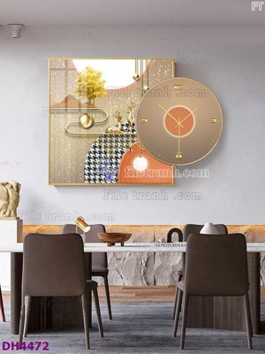 File in mica File tranh đồng hồ tráng gương kiểu mới DH4472 (bản gốc) làm vách ngăn