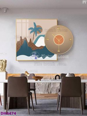 File tranh File tranh đồng hồ tráng gương kiểu mới DH4474 (bản gốc) trang trí văn phòng