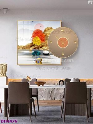 Hình ảnh gốc File tranh đồng hồ tráng gương kiểu mới DH4476 (để in khổ lớn)