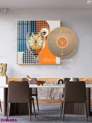 File gốc in ấn File tranh đồng hồ tráng gương kiểu mới DH4486 độ phân giải cao