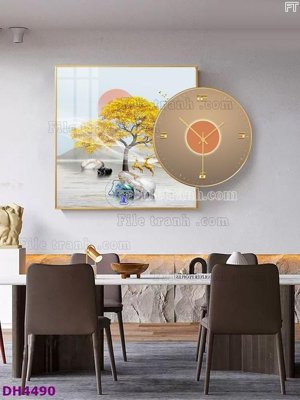 File PSD File tranh đồng hồ tráng gương kiểu mới DH4490 (bản gốc) dễ dàng edit