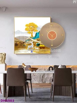 Ảnh gốc File tranh đồng hồ tráng gương kiểu mới DH4503 (siêu chi tiết) để in ấn