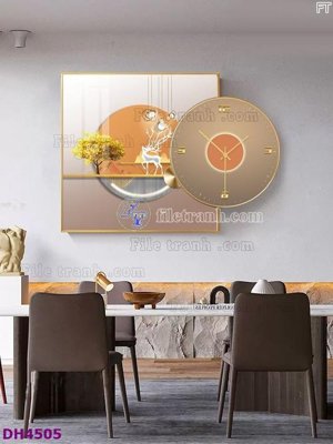 File in lụa File tranh đồng hồ tráng gương kiểu mới DH4505 (phong cảnh) File tranh đồng hồ tráng gương kiểu mới DH4505