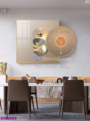File gốc in ấn File tranh đồng hồ tráng gương kiểu mới DH4509 (sẵn sàng tải về)