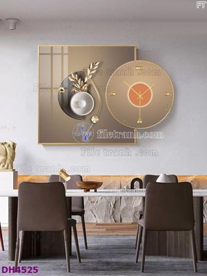 File tranh File tranh đồng hồ tráng gương kiểu mới DH4525 (bản gốc) in lụa 3D