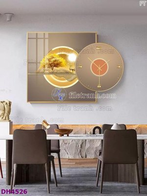 File PSD File tranh đồng hồ tráng gương kiểu mới DH4526 (nguyên gốc) chất lượng cao