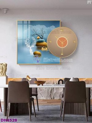 File gốc in ấn File tranh đồng hồ tráng gương kiểu mới DH4528 chất lượng vượt trội