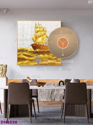 File PSD File tranh đồng hồ tráng gương kiểu mới DH4538 (nguyên gốc) chất lượng cao