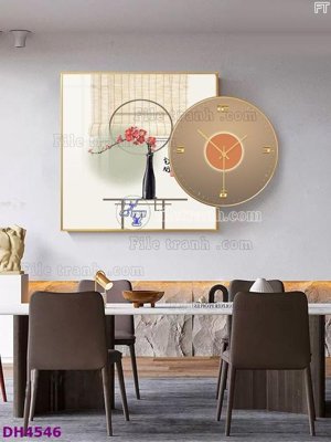 File tranh in tráng gương File tranh đồng hồ tráng gương kiểu mới DH4546 (siêu nét)