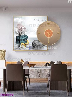 File ảnh File tranh đồng hồ tráng gương kiểu mới DH4559 (gốc) in quảng cáo ngoài trời