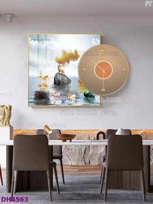 File gốc File tranh đồng hồ tráng gương kiểu mới DH4563 (trang trí) phòng trẻ em