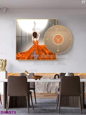 File gốc File tranh đồng hồ tráng gương kiểu mới DH4573 cho in ấn và thiết kế