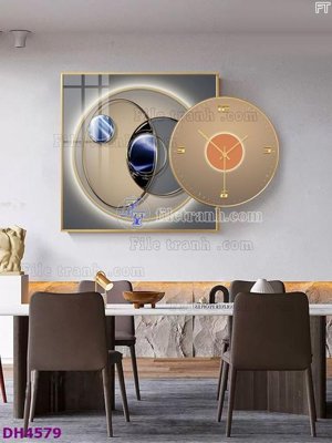 File gốc File tranh đồng hồ tráng gương kiểu mới DH4579 (in tráng gương) hiện đại